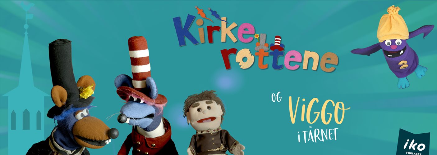 Kirkerottene Velse og Fredo, Sakkeus og flaggermusen Viggo i form av hånddukker .